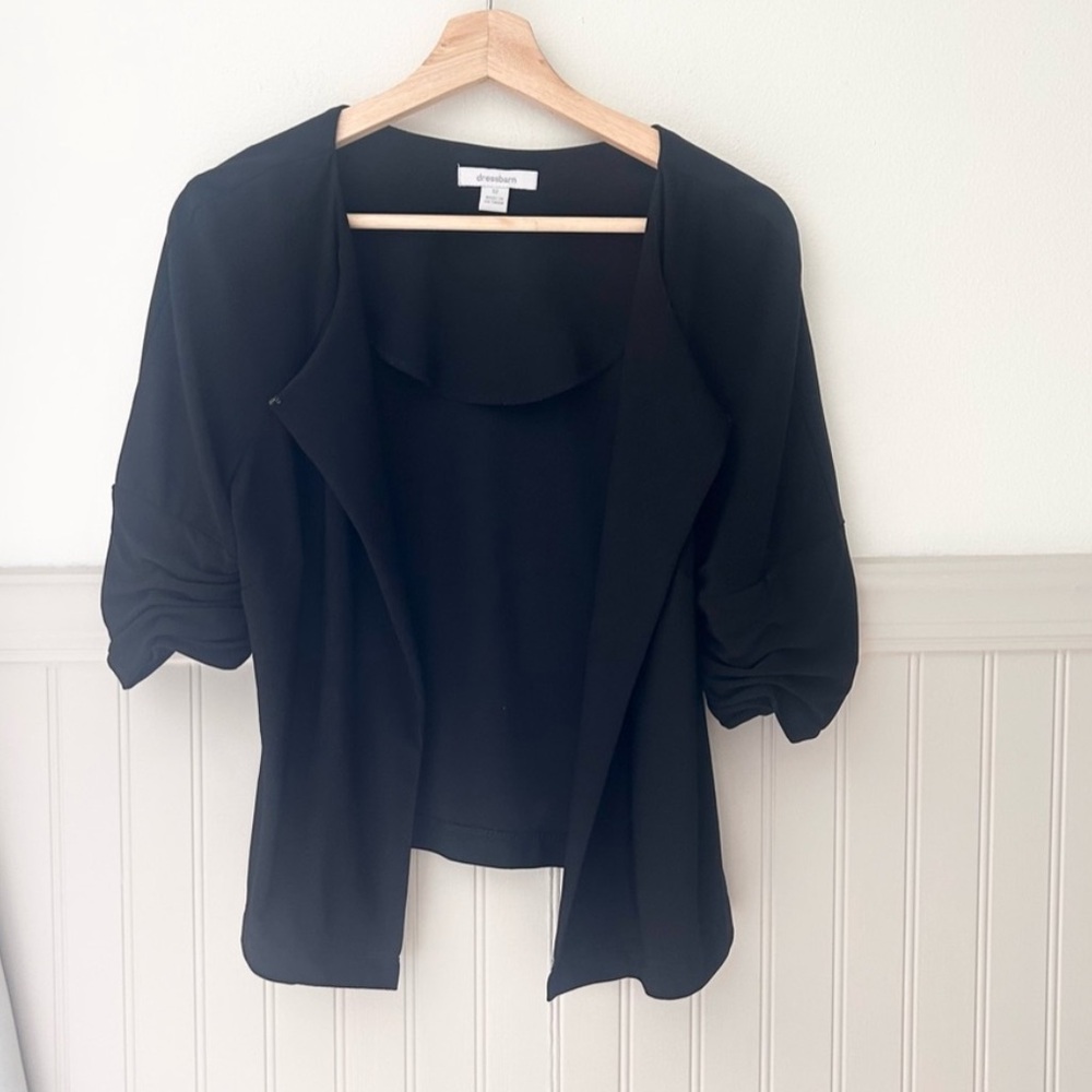 Dressbarn Classic Black Open Front Top Shrug size 12
